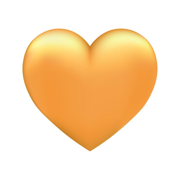 Icono de corazón dorado brillante volumétrico para el día de San Valentín