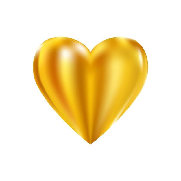 Ícono de corazón dorado realista en fondo blanco d ilustración vectorial