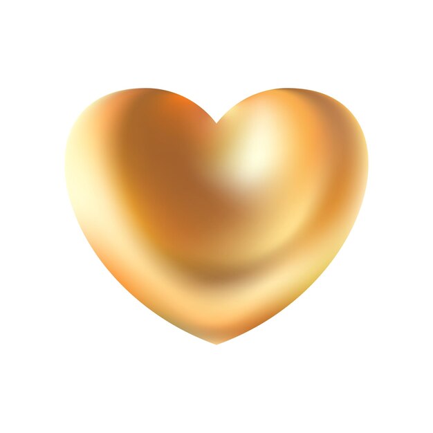 Ícono de corazón dorado realista en fondo blanco d ilustración vectorial