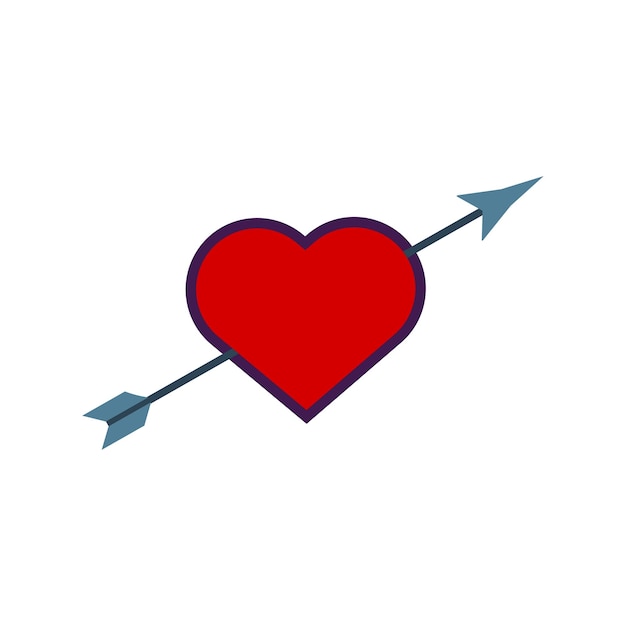 Icono de corazón en estilo plano con fondo