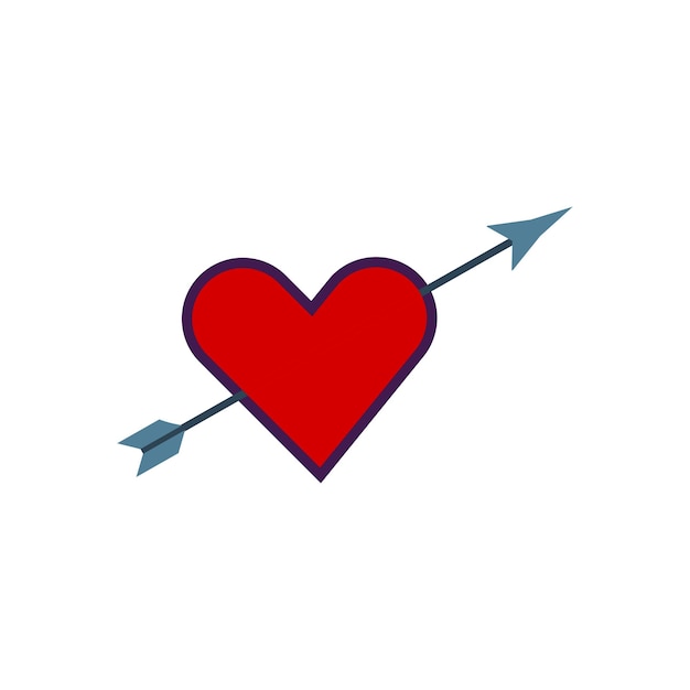 Icono de corazón en estilo plano con fondo