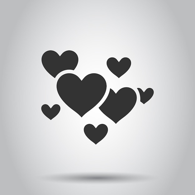 Icono de corazón en estilo plano Ilustración de vector de amor sobre fondo blanco aislado Concepto de negocio romántico