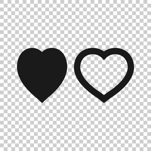 Icono de corazón en estilo plano Ilustración de vector de amor sobre fondo blanco aislado Concepto de negocio romántico