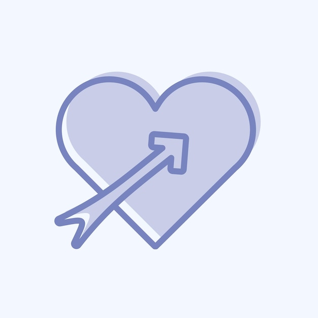 Icono Corazón con flecha adecuado para símbolo de boda estilo de dos tonos diseño simple editable