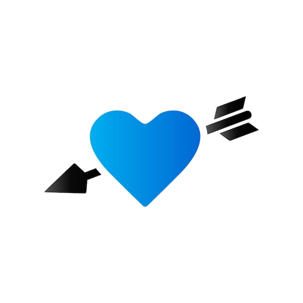 El icono del corazón de la flecha en el color del tono de dúo Amor Valentín Cupido