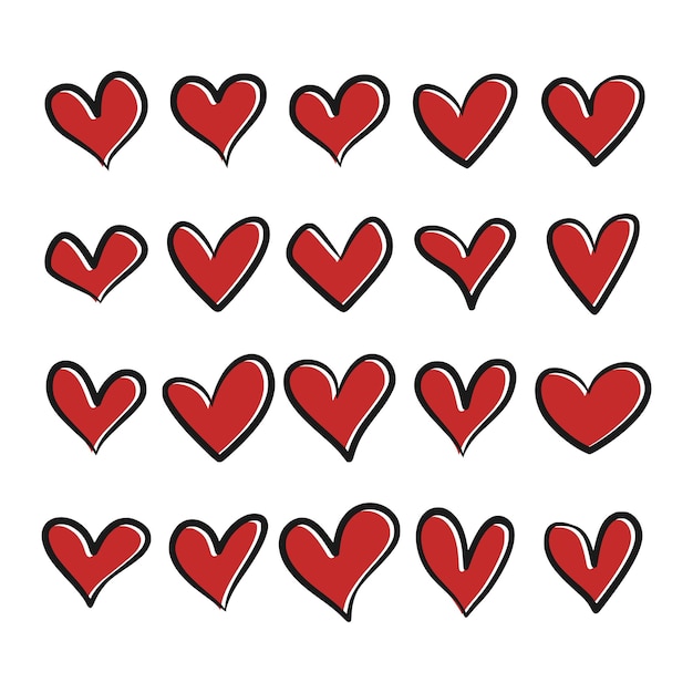 Icono de corazón de garabato dibujado a mano vectorial