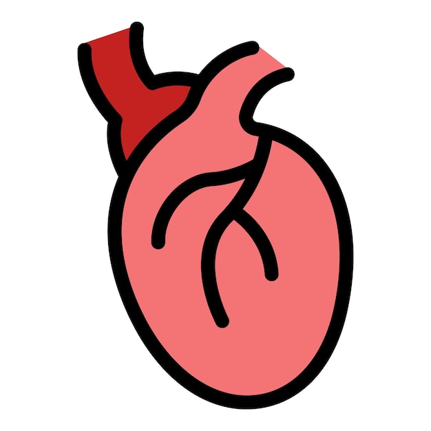 Icono del corazón humano Contorno del corazón humano Vector del icono color plano aislado