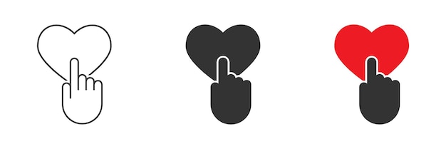 Icono de corazón humano con toque de mano Símbolo de caridad Ilustración vectorial