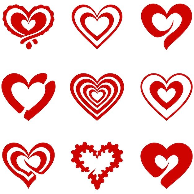 Icono de corazón Iconos de corazón rojo en diseño plano