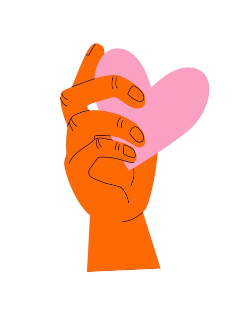Icono de corazón con la mano Símbolo de confianza plantilla de ilustración del logotipo en estilo minimalista lineal de moda