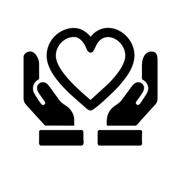 icono de corazón en la mano