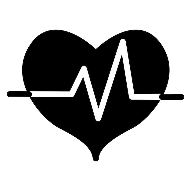 Icono de corazón negro con pulso