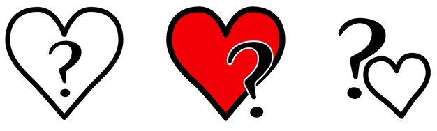 Icono de corazón o signo con signo de interrogación