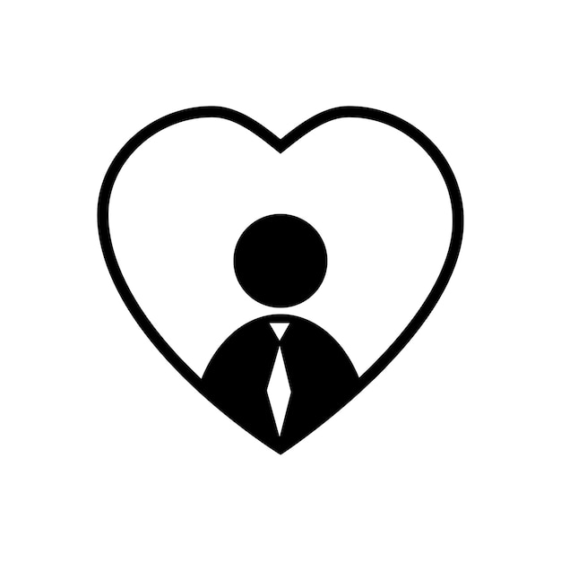 Icono de corazón con una persona en el medio. ilustración vectorial EPS 10.