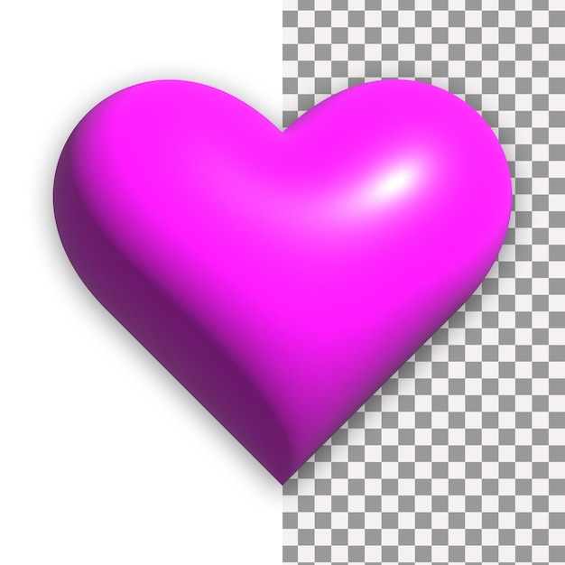 Icono de corazón púrpura brillante Ilustración de renderizado 3d