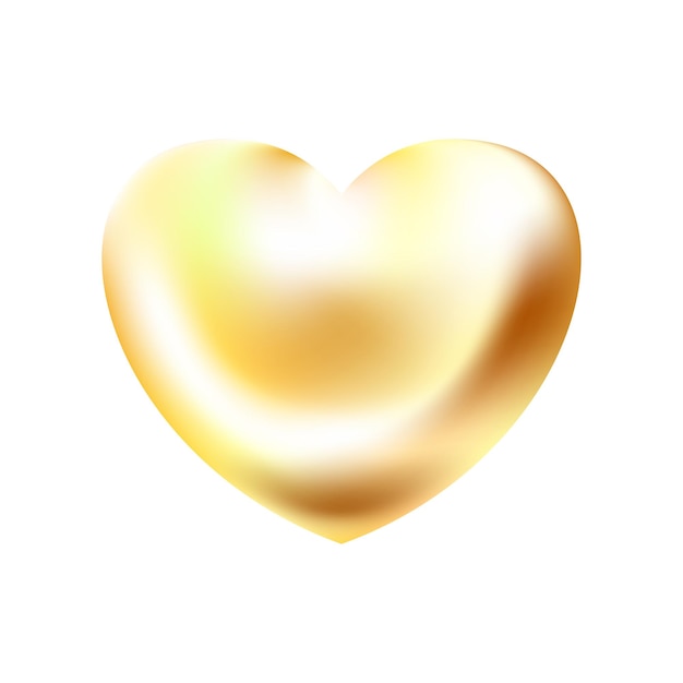 Icono de corazón realista dorado sobre fondo blanco d ilustración vectorial