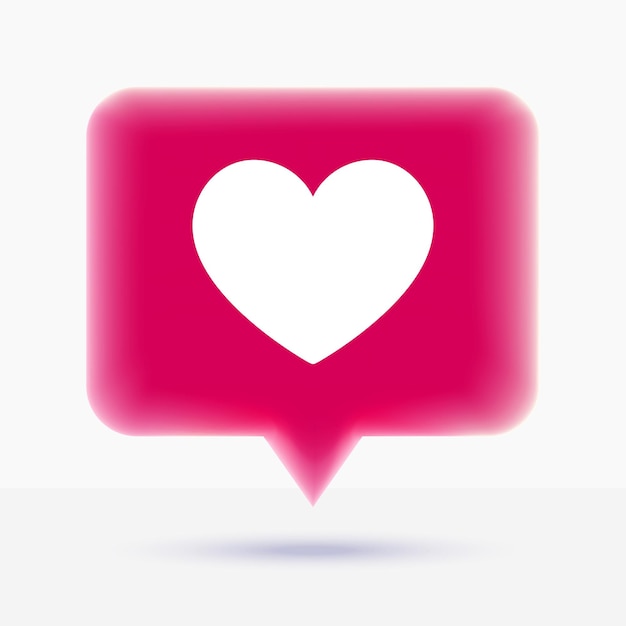 El icono del corazón de las redes sociales en estilo 3D