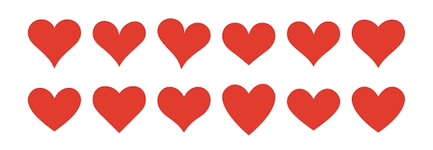 Icono de corazón rojo conjunto símbolo de amor elementos vectoriales formas decorativas para el día de San Valentín