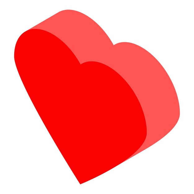 Icono de corazón rojo Isométrico de icono de vector de corazón rojo para diseño web aislado sobre fondo blanco