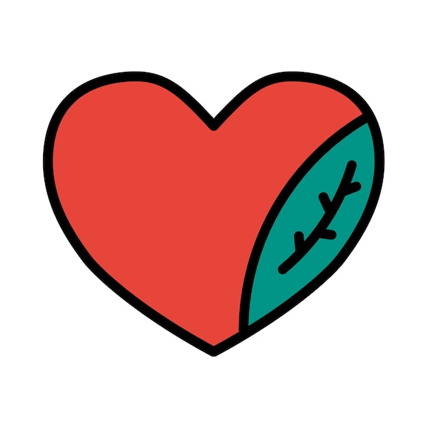 Icono de un corazón rojo sobre la ecología 1