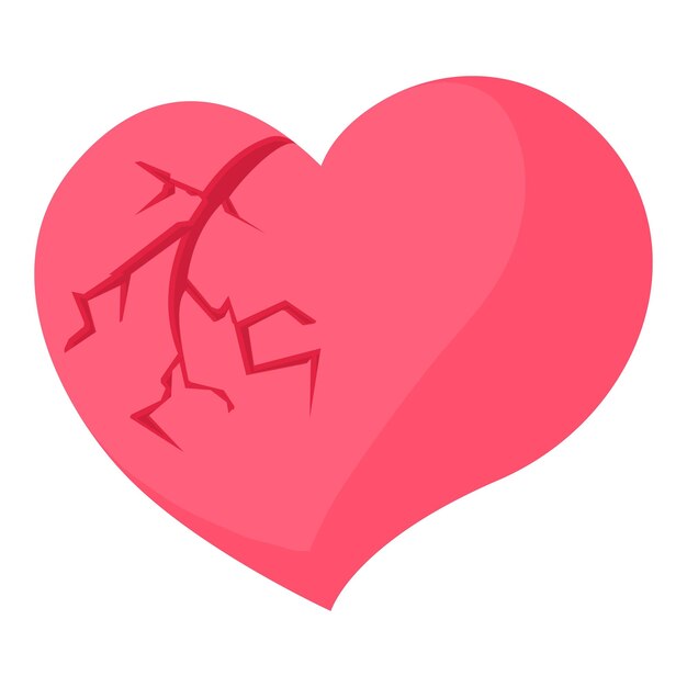 Icono del corazón roto Ilustración de dibujos animados del icono vectorial del corazón roto para la web