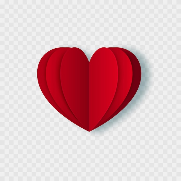 Icono del corazón Símbolo del día de San Valentín Cortado en papel Isolado en blanco Vector