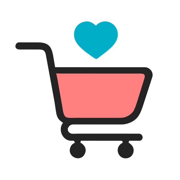El icono de los corazones del carrito
