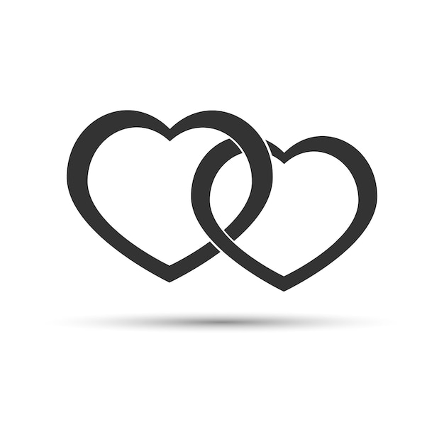 El icono de corazones entrelazados sobre un fondo blanco.