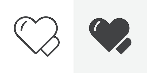 Ícono de corazones Signo vectorial de contorno