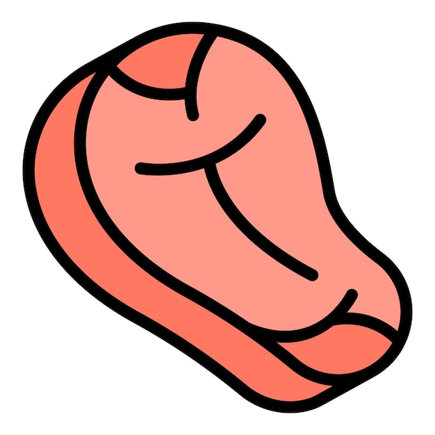 Icono de cordero crudo vector de contorno carne de cerdo comida carne color plano