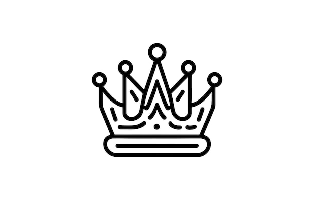 Icono de corona Contorno vectorial Ilustración de arte de línea de corona Reina Corona rey Símbolo de corona