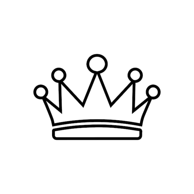 Icono de la corona Icono de contorno en fondo blanco Ilustración vectorial
