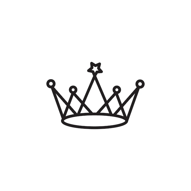 Ícono de corona Ilustración de línea delgada plana del vector