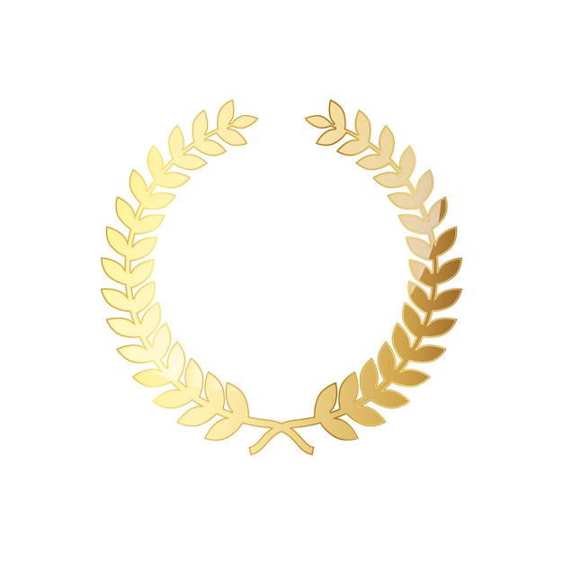 Icono de corona de laurel dorado. ilustración vectorial símbolo de premios y victorias.