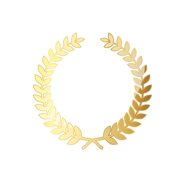 Icono de corona de laurel dorado. ilustración vectorial Símbolo de premios y victorias.