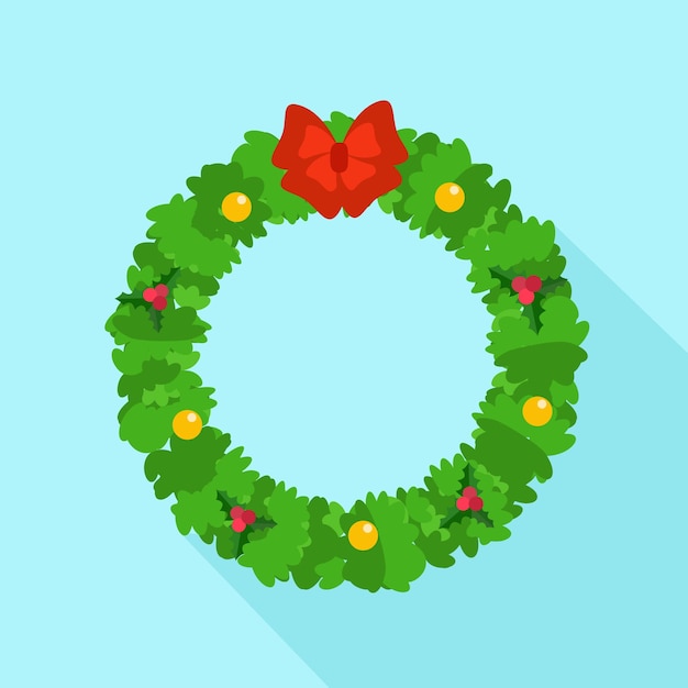 Ícono de corona de Navidad Ilustración plana del ícono vectorial de corona de navidad para el diseño web