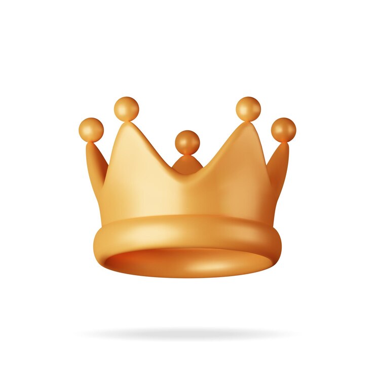 Vector icono de corona de oro 3d aislado en render blanco símbolo de emoji de corona de oro emoticón para vip ganador rico lujo éxito premium retroalimentación del cliente calificación o signos de estado ilustración vectorial realista