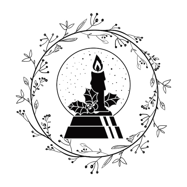 Icono de corona de velas y hojas