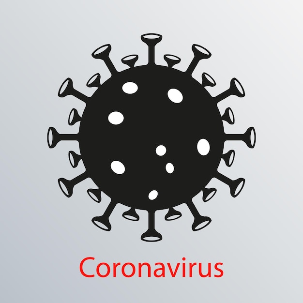 Icono de coronavirus negro Emblema de la gripe asiática Elemento de diseño