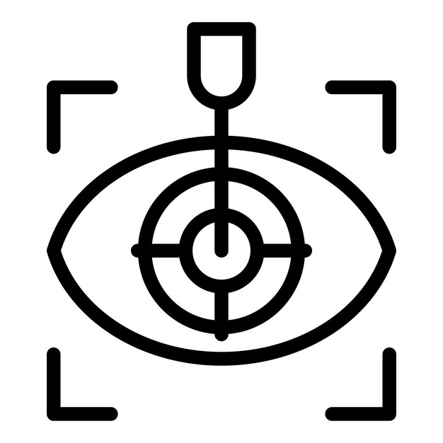 Icono de corrección láser ocular objetivo contorno vector Óptico de visión Comprobación de cuidado