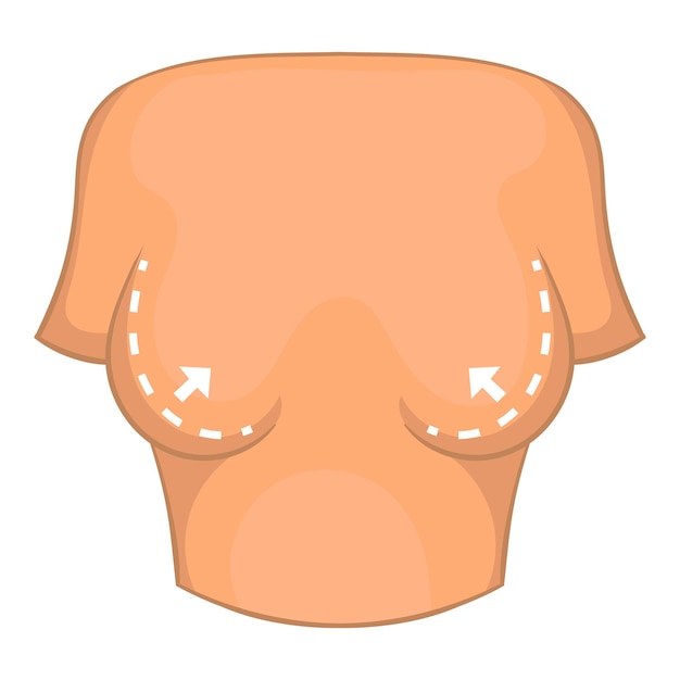 Icono de corrección plástica del pecho femenino Ilustración de dibujos animados de icono vectorial de corrección de cirugía corporal para diseño web