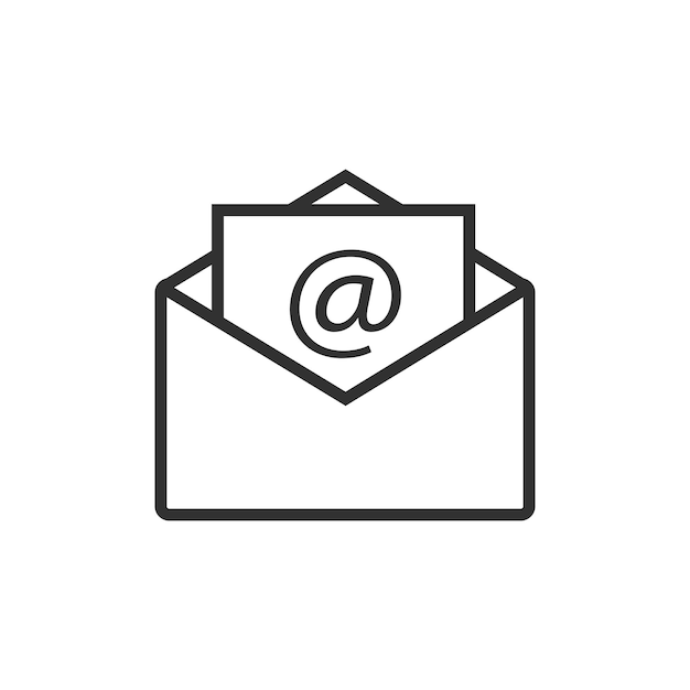 Icono de correo aislado sobre fondo blanco Ilustración vectorial