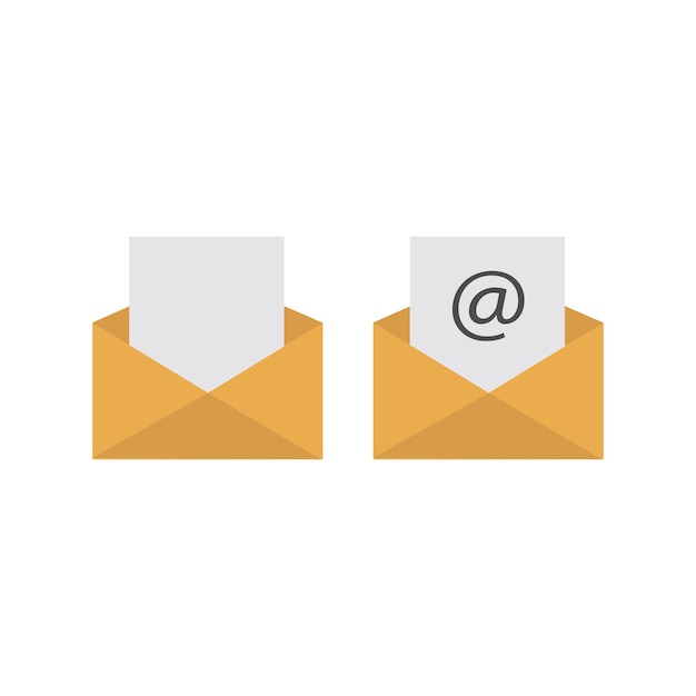 Vector icono de correo amarillo en diseño plano aislado sobre fondo blanco ilustración vectorial