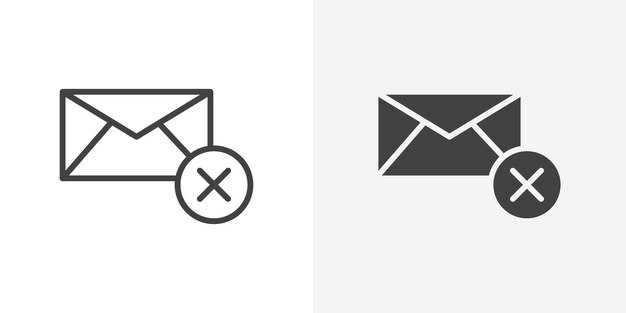 icono de correo de cierre del signo vectorial del contorno