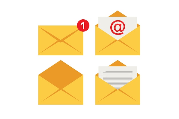 icono de correo. Concepto de mensaje de correo electrónico entrante. Símbolo o notificación por SMS en dispositivos electrónicos. ilustración vectorial Plano