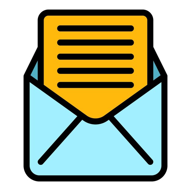 Icono de correo electrónico abierto Contorno de icono de correo electrónico aberto de vector color plano aislado