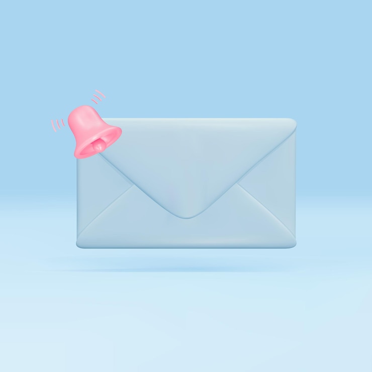 Vector icono de correo electrónico azul 3d con logotipo de correo no leído de notificación
