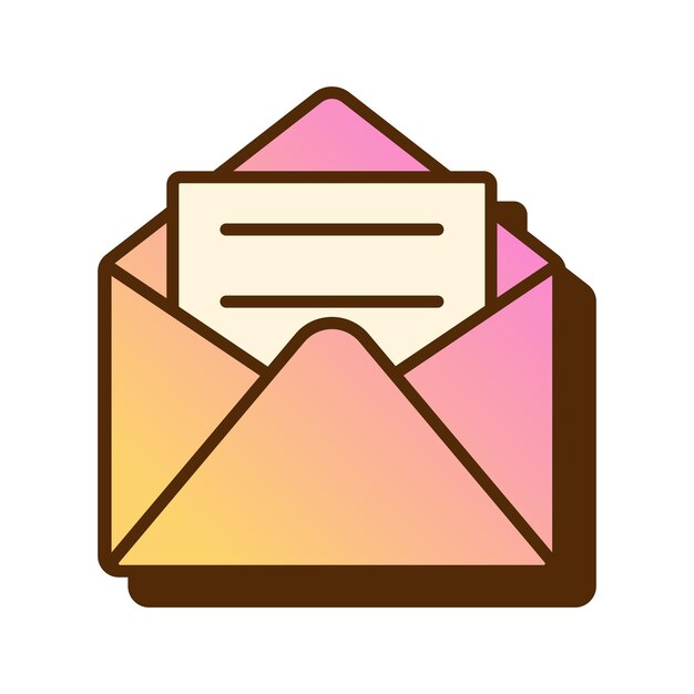 Icono de correo electrónico degradado retro vectorial Icono con sobre abierto en diseño plano Carta
