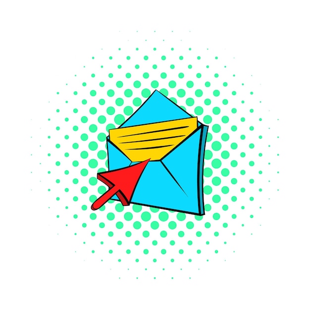 Icono de correo electrónico de elección en estilo popart en fondo punteado Símbolo de Internet y mensaje