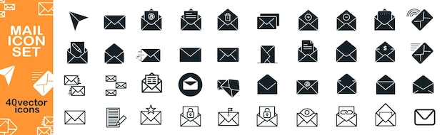 Icono de correo establece un gran diseño para cualquier propósito Vector de icono de conjunto de sitio web